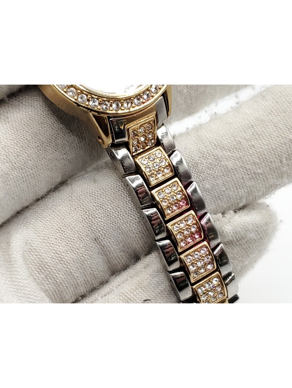 Anne Klein Rhinestone Watch Womens New Battery Two-Tone 25mm - Picture 6 of 11